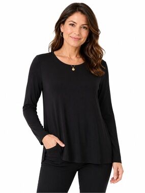 Clara Sun Woo Black Long Sleeve Stretch Top Women’s Medium